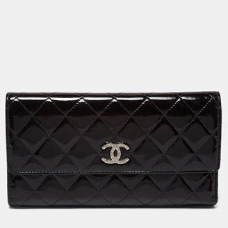 chanel black patent leather wallet